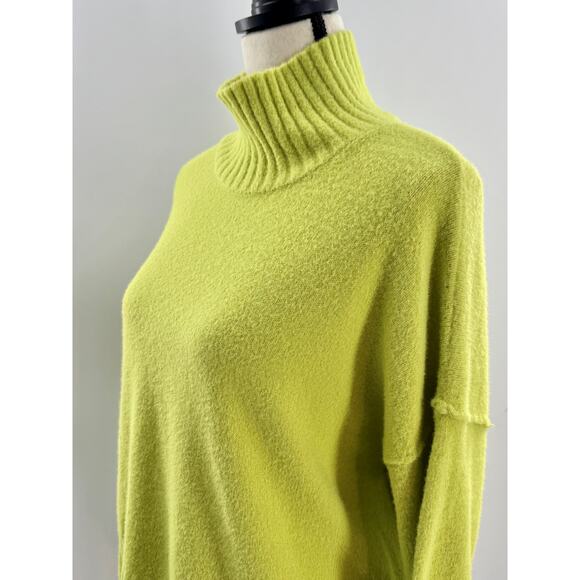 Free People Bright Yellow Green Sweater Turtleneck Mock Neck Knit Top Medium - Picture 4 of 10